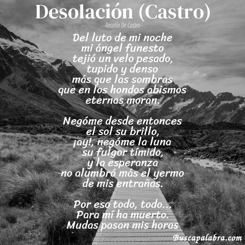 Poema Desolación (Castro) de Rosalía de Castro con fondo de paisaje