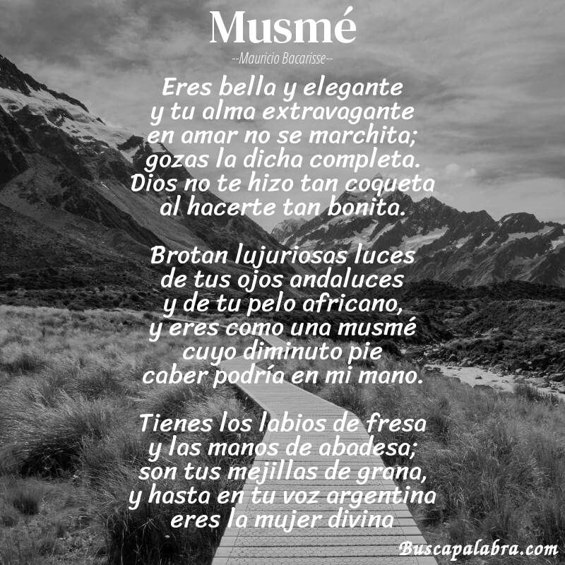 Poema Musmé de Mauricio Bacarisse con fondo de paisaje