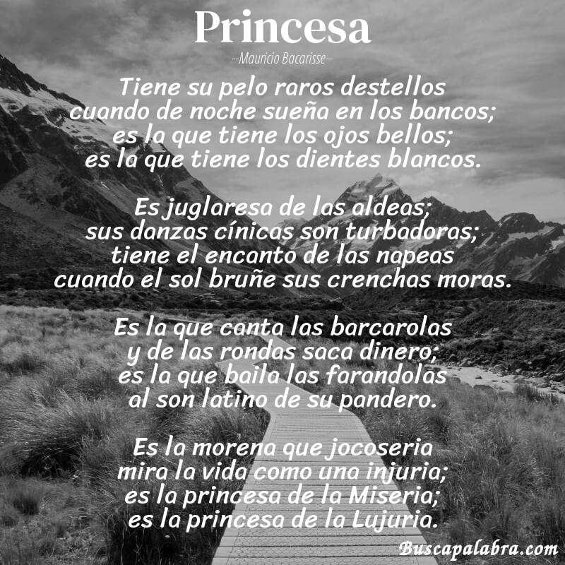 Poema Princesa de Mauricio Bacarisse con fondo de paisaje