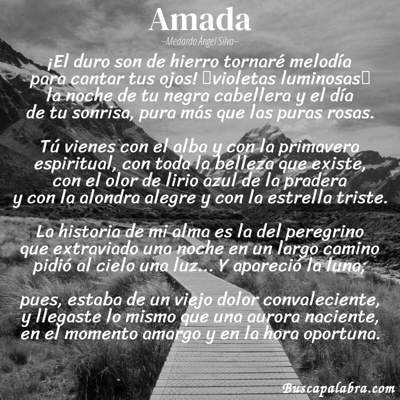 Poema Amada de Medardo Ángel Silva con fondo de paisaje