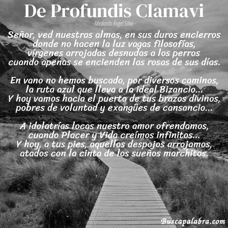 Poema De Profundis Clamavi de Medardo Ángel Silva con fondo de paisaje