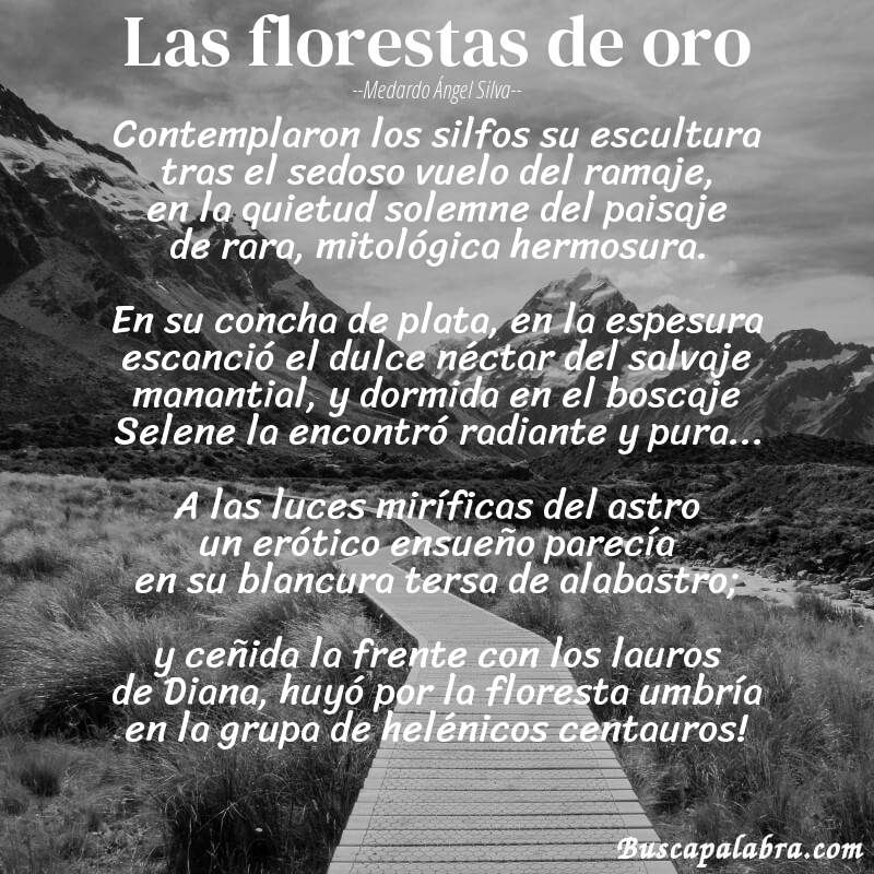 Poema Las florestas de oro de Medardo Ángel Silva con fondo de paisaje
