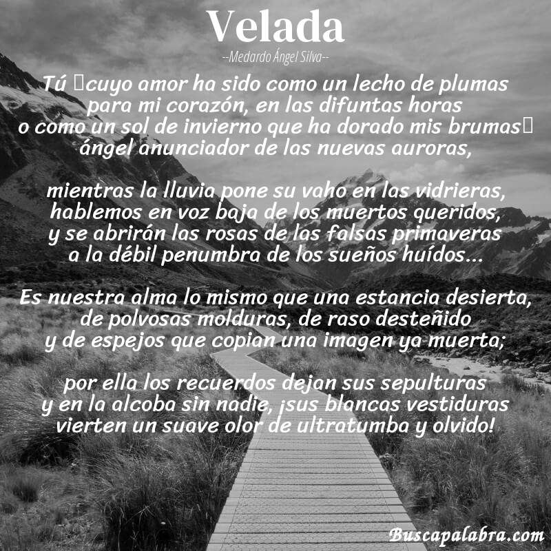 Poema Velada de Medardo Ángel Silva con fondo de paisaje