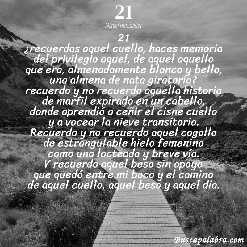 Poema 21 de Miguel Hernández con fondo de paisaje