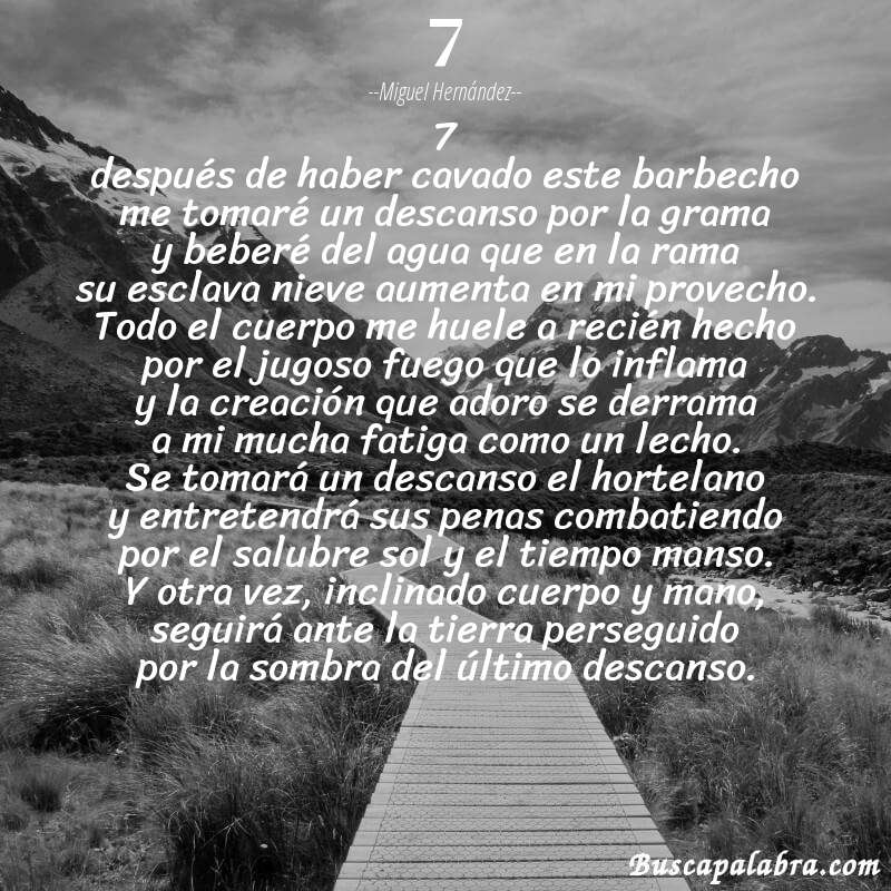 Poema 7 de Miguel Hernández con fondo de paisaje