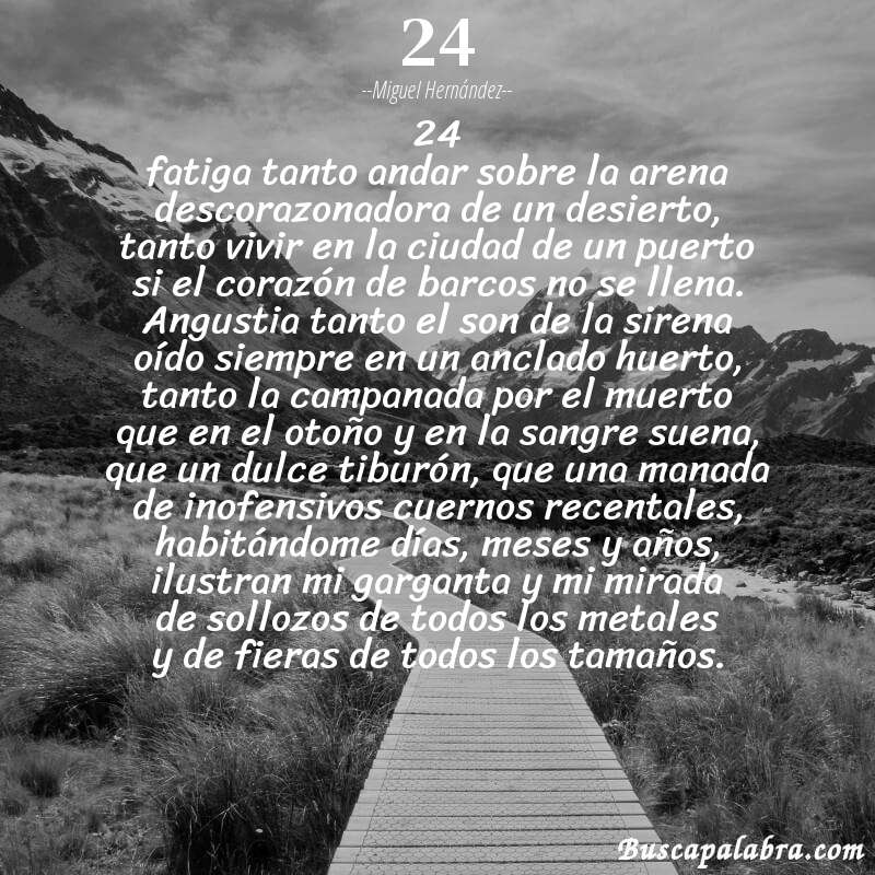 Poema 24 de Miguel Hernández con fondo de paisaje