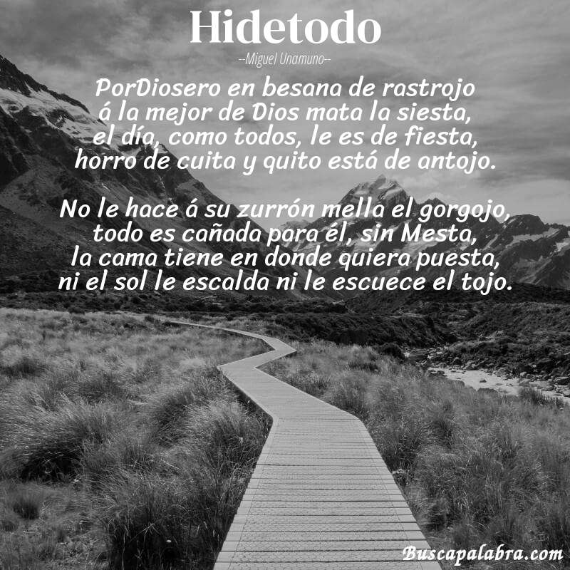 Poema Hidetodo de Miguel Unamuno con fondo de paisaje