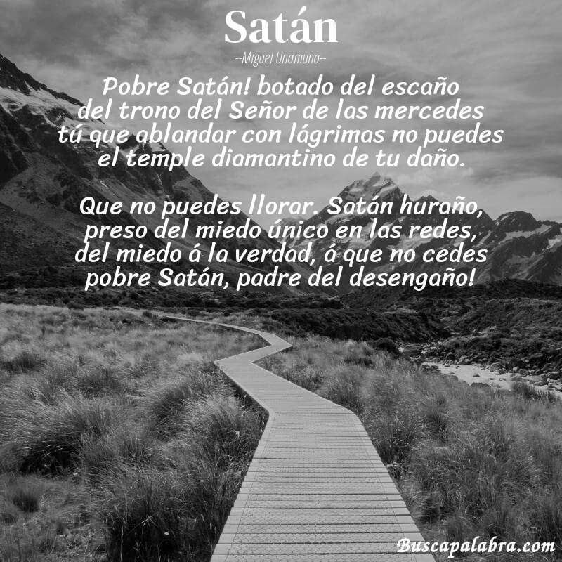 Poema Satán de Miguel Unamuno con fondo de paisaje