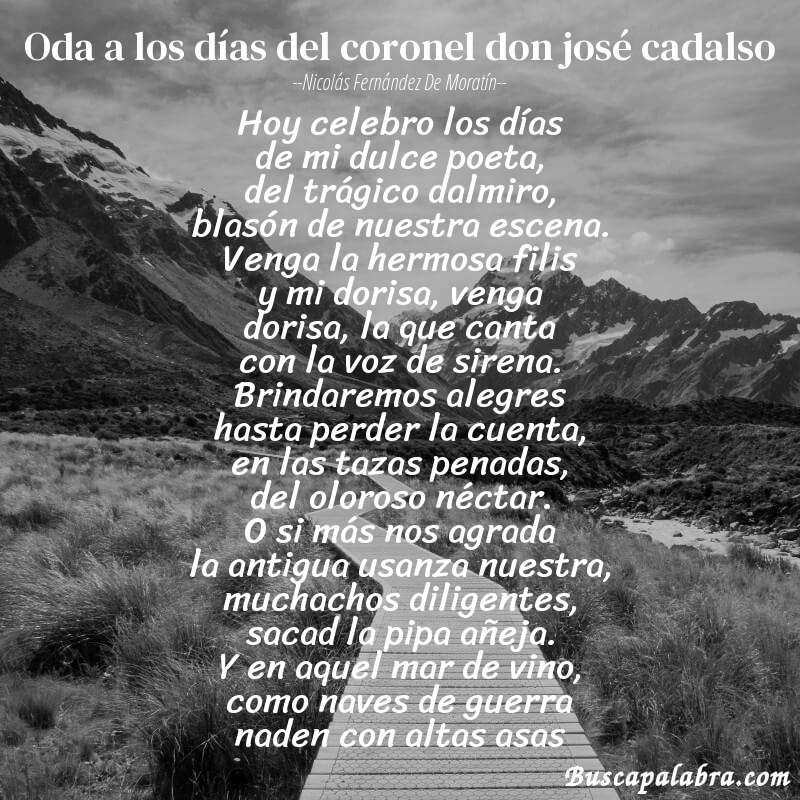 Poema oda a los días del coronel don josé cadalso de Nicolás Fernández de Moratín con fondo de paisaje