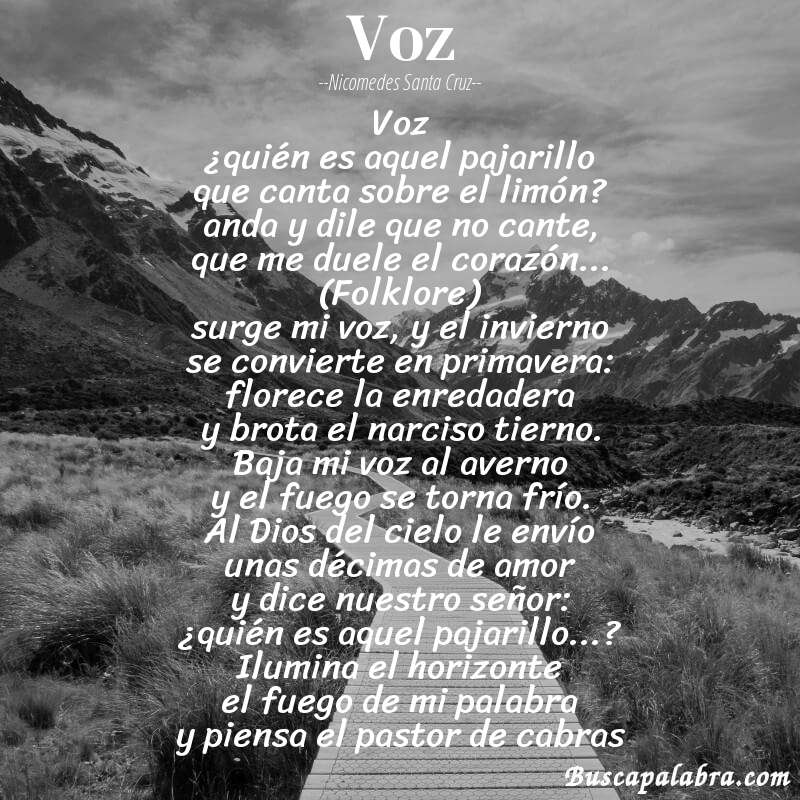 Poema voz de Nicomedes Santa Cruz con fondo de paisaje