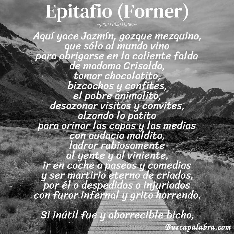 Poema Epitafio (Forner) de Juan Pablo Forner con fondo de paisaje