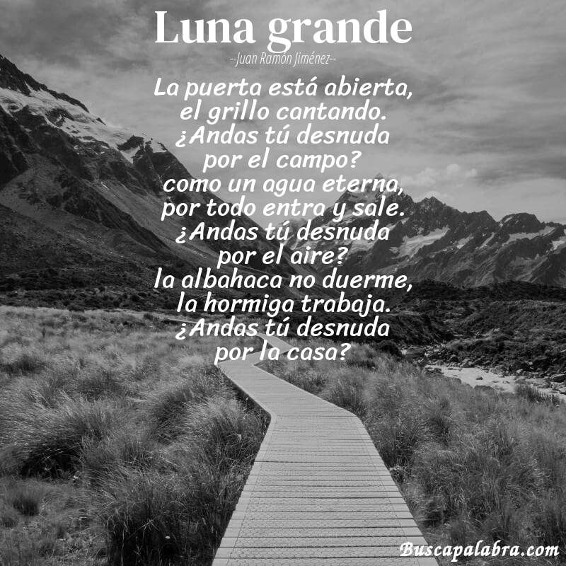 Poema luna grande de Juan Ramón Jiménez con fondo de paisaje