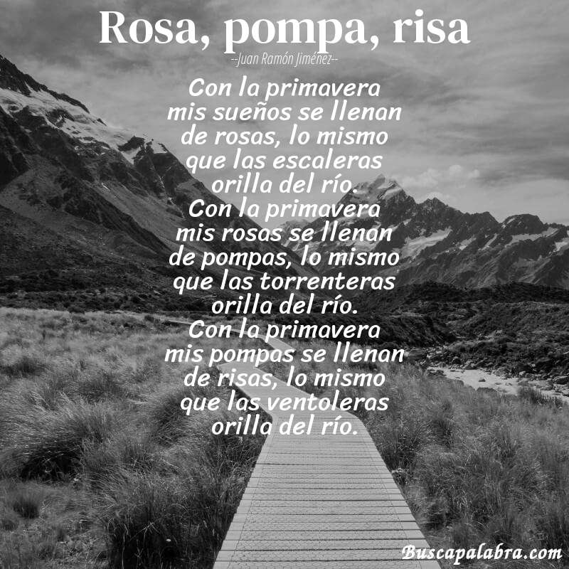 Poema rosa, pompa, risa de Juan Ramón Jiménez con fondo de paisaje