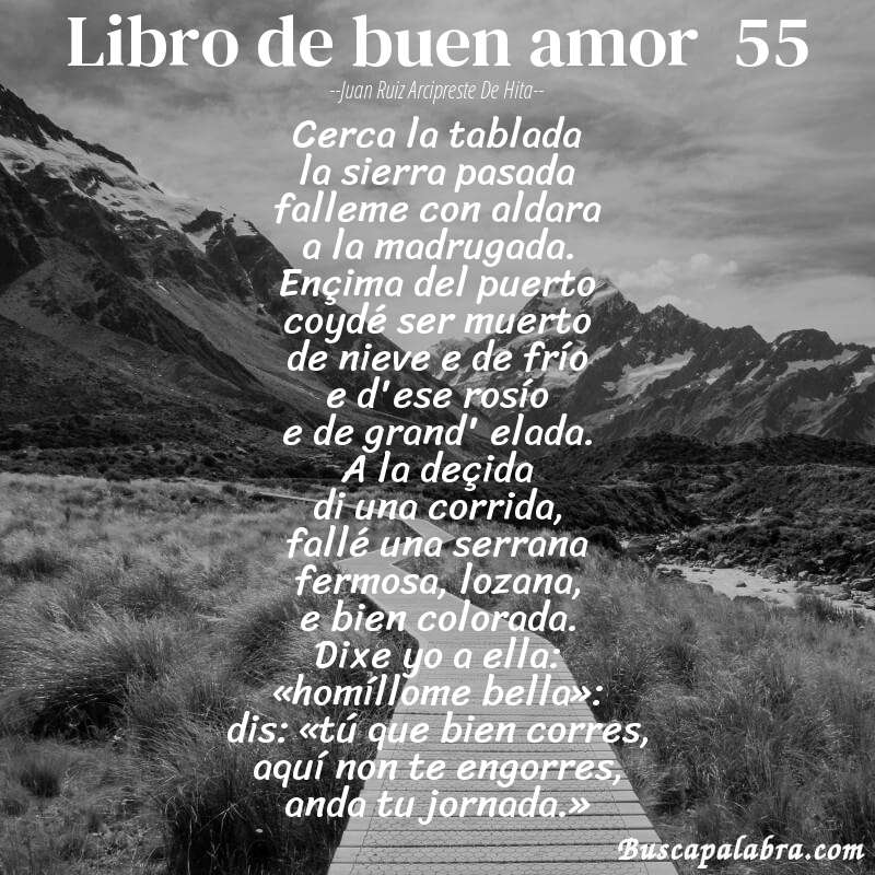 Poema libro de buen amor  55 de Juan Ruiz Arcipreste de Hita con fondo de paisaje