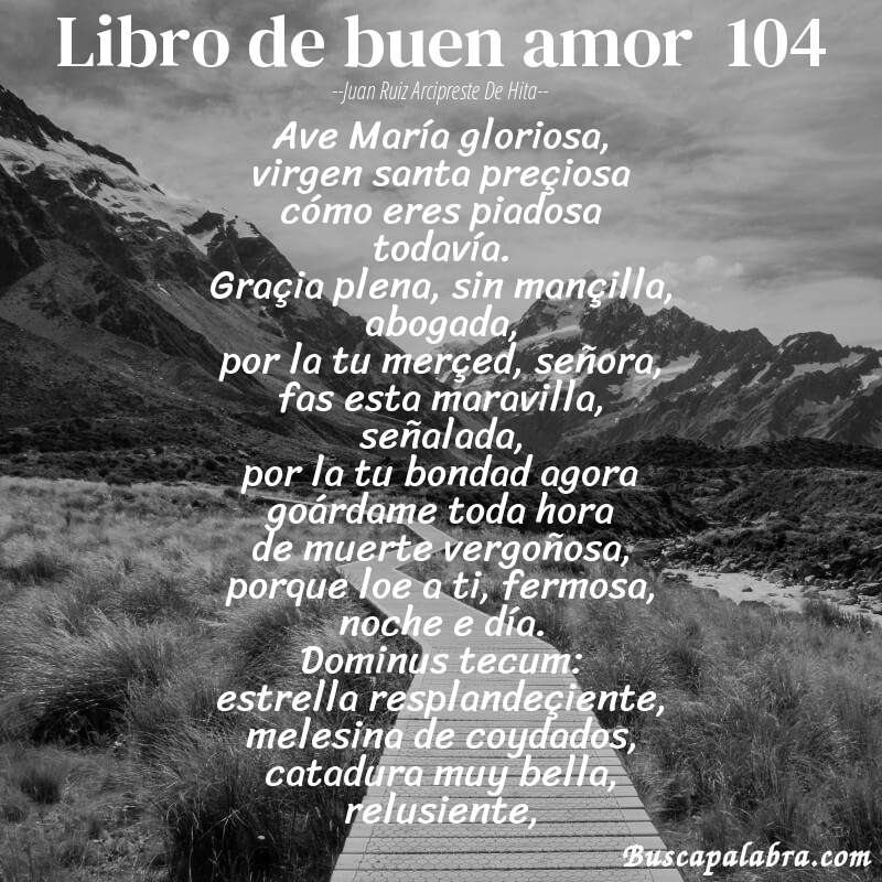Poema libro de buen amor  104 de Juan Ruiz Arcipreste de Hita con fondo de paisaje