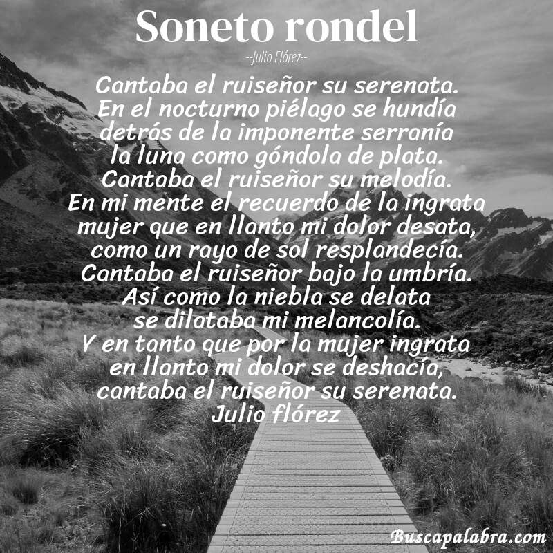 Poema soneto rondel de Julio Flórez con fondo de paisaje