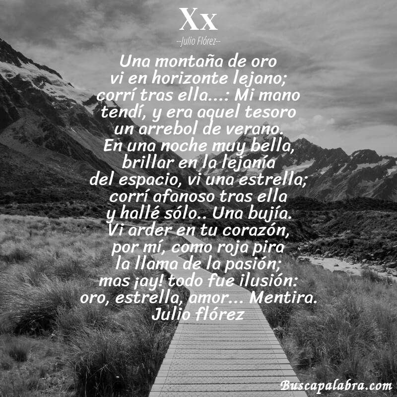 Poema xx de Julio Flórez con fondo de paisaje