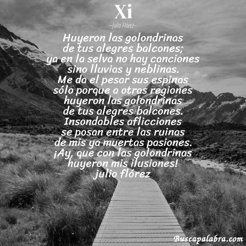 Poema xi de Julio Flórez con fondo de paisaje