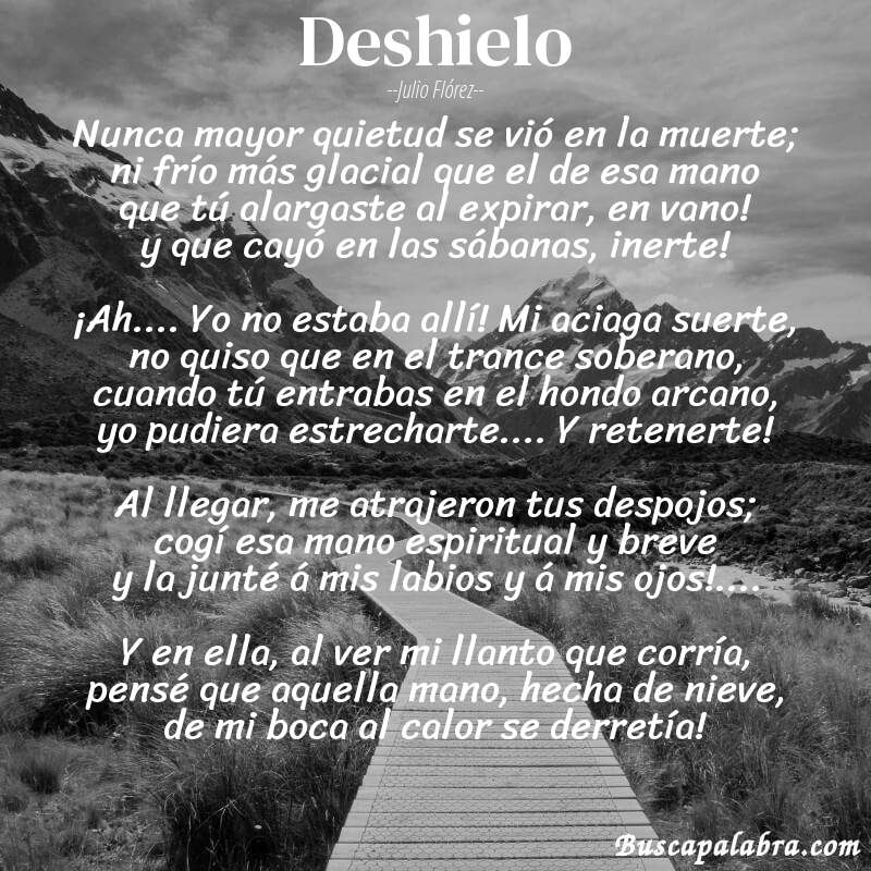 Poema Deshielo de Julio Flórez con fondo de paisaje