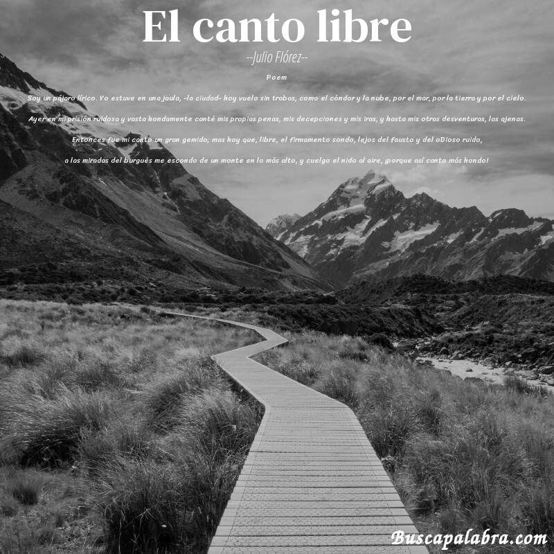 Poema El canto libre de Julio Flórez con fondo de paisaje