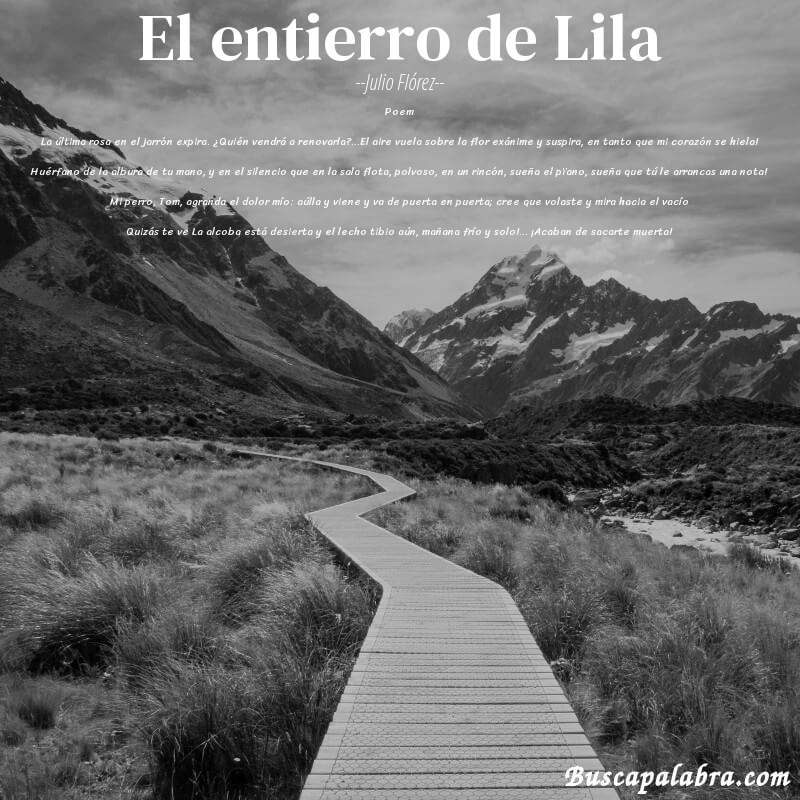 Poema El entierro de Lila de Julio Flórez con fondo de paisaje