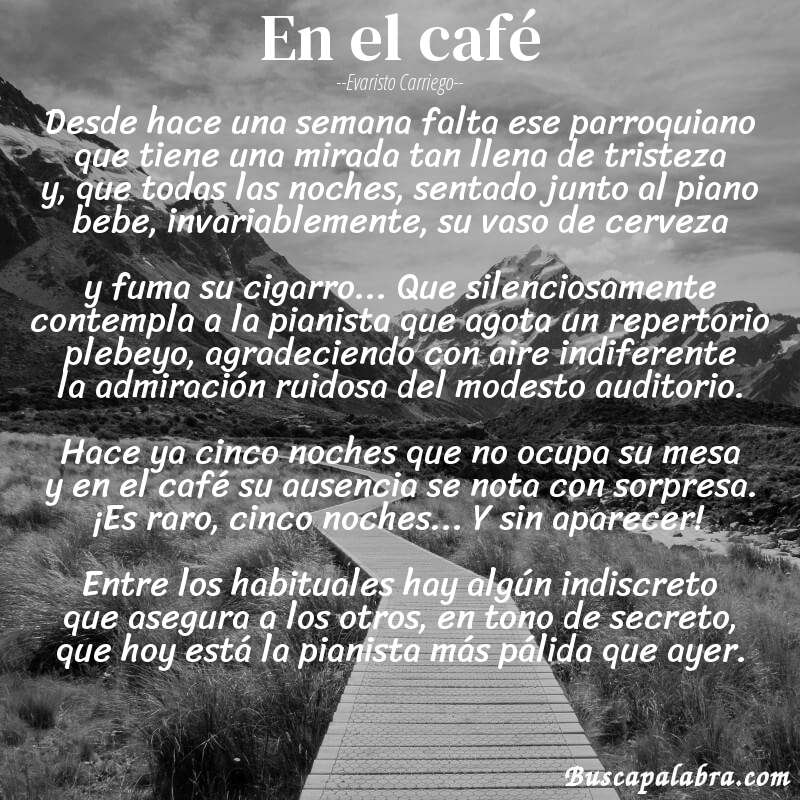 Poema En el café de Evaristo Carriego con fondo de paisaje