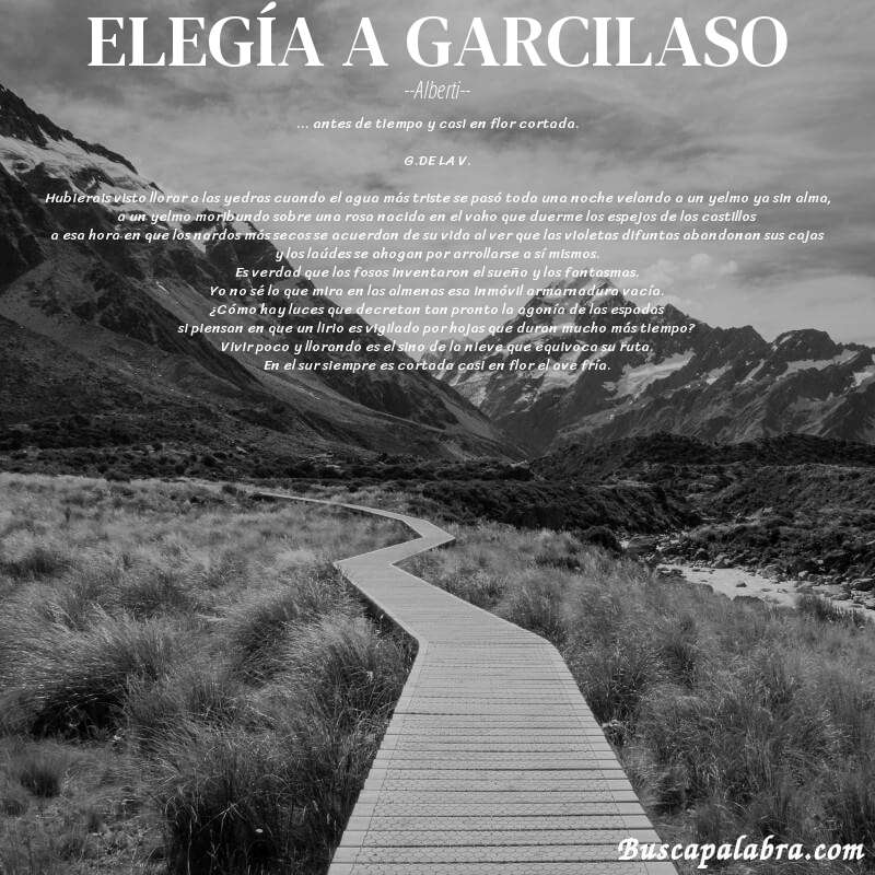 Poema ELEGÍA A GARCILASO de Alberti con fondo de paisaje