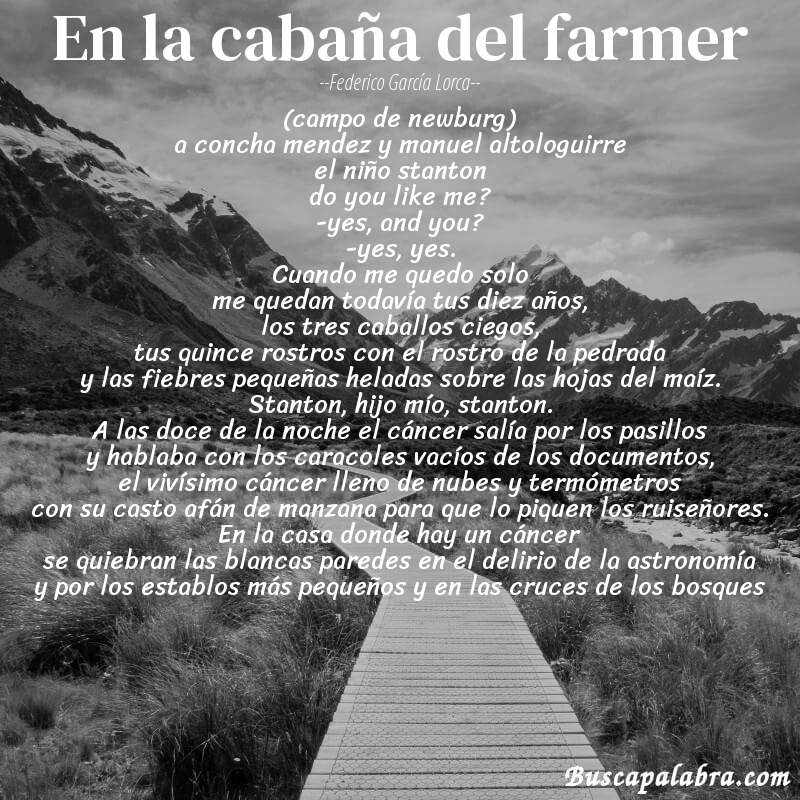 Poema en la cabaña del farmer de Federico García Lorca con fondo de paisaje
