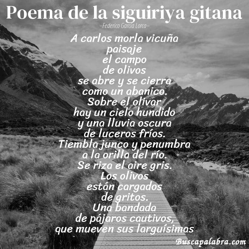 Poema poema de la siguiriya gitana de Federico García Lorca con fondo de paisaje