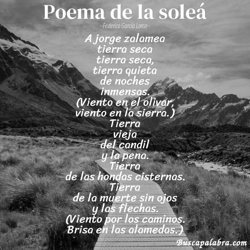 Poema poema de la soleá de Federico García Lorca con fondo de paisaje