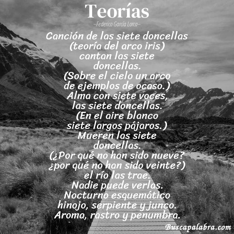 Poema teorías de Federico García Lorca con fondo de paisaje
