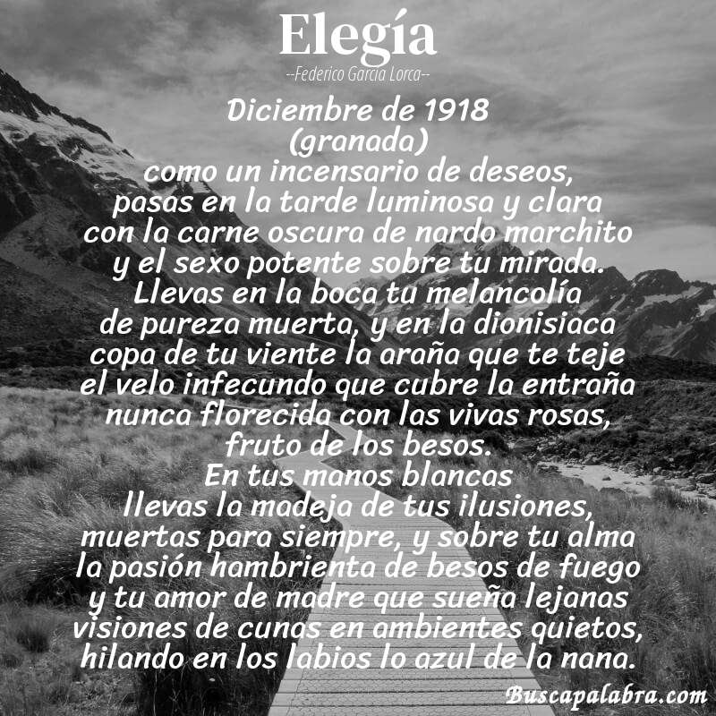 Poema elegía de Federico García Lorca con fondo de paisaje