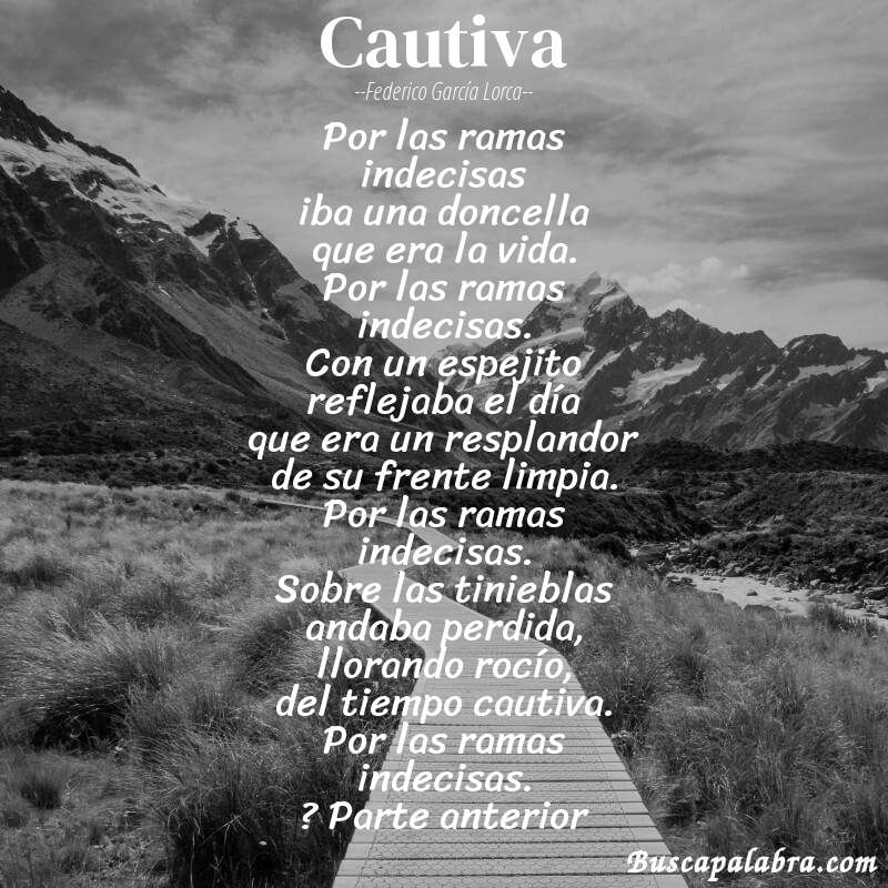 Poema cautiva de Federico García Lorca con fondo de paisaje