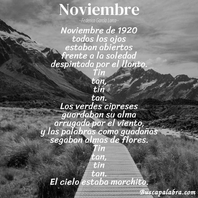 Poema noviembre de Federico García Lorca con fondo de paisaje