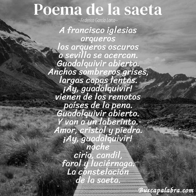 Poema poema de la saeta de Federico García Lorca con fondo de paisaje