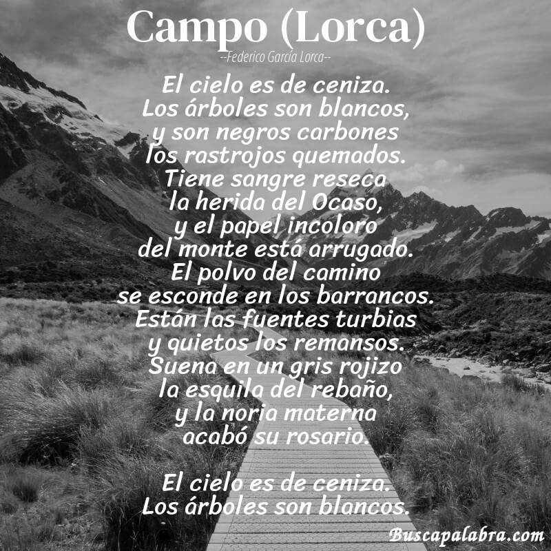 Poema Campo (Lorca) de Federico García Lorca con fondo de paisaje