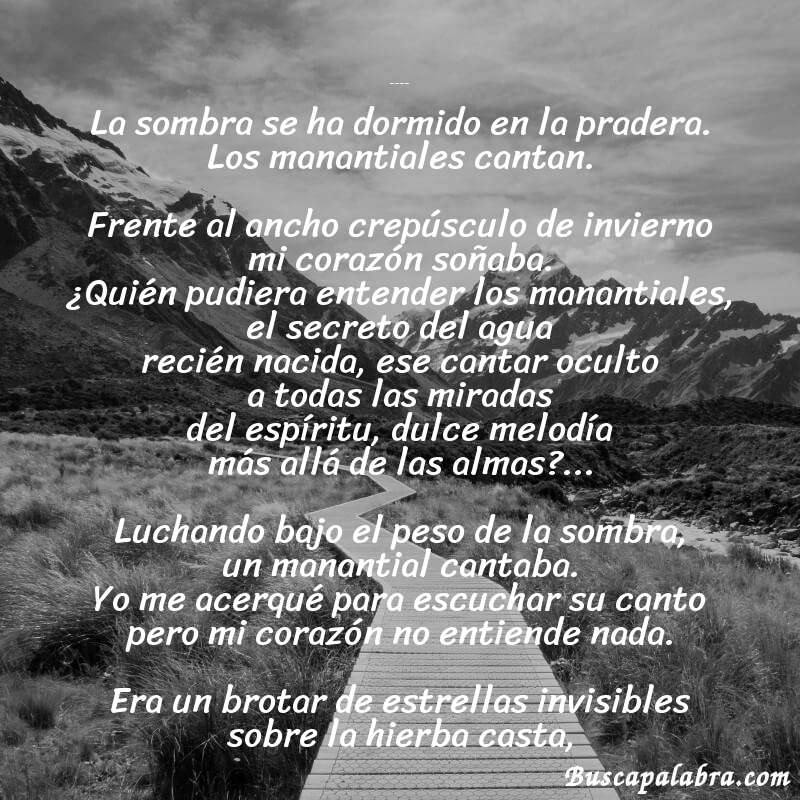 Poema Manantial de Federico García Lorca con fondo de paisaje