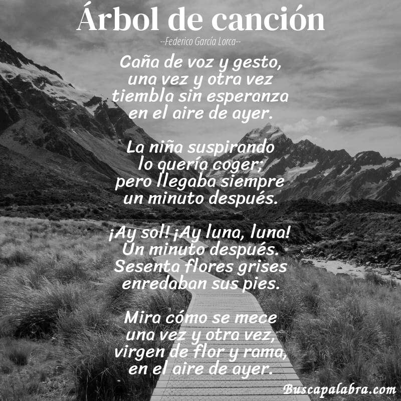 Poema Árbol de canción de Federico García Lorca con fondo de paisaje