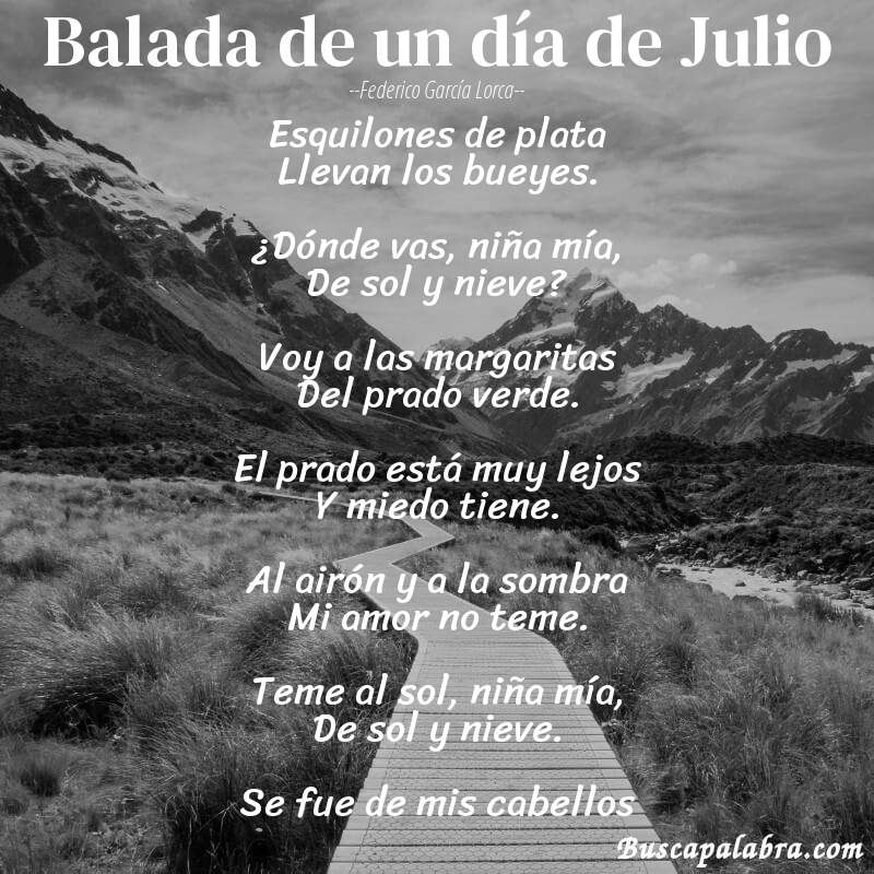 Poema Balada de un día de Julio de Federico García Lorca con fondo de paisaje