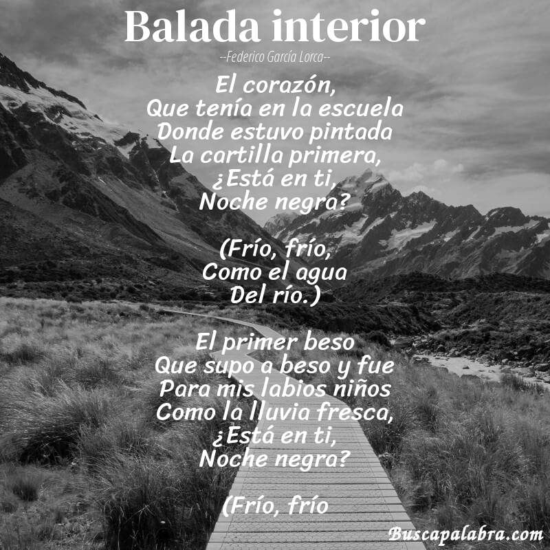 Poema Balada interior de Federico García Lorca con fondo de paisaje