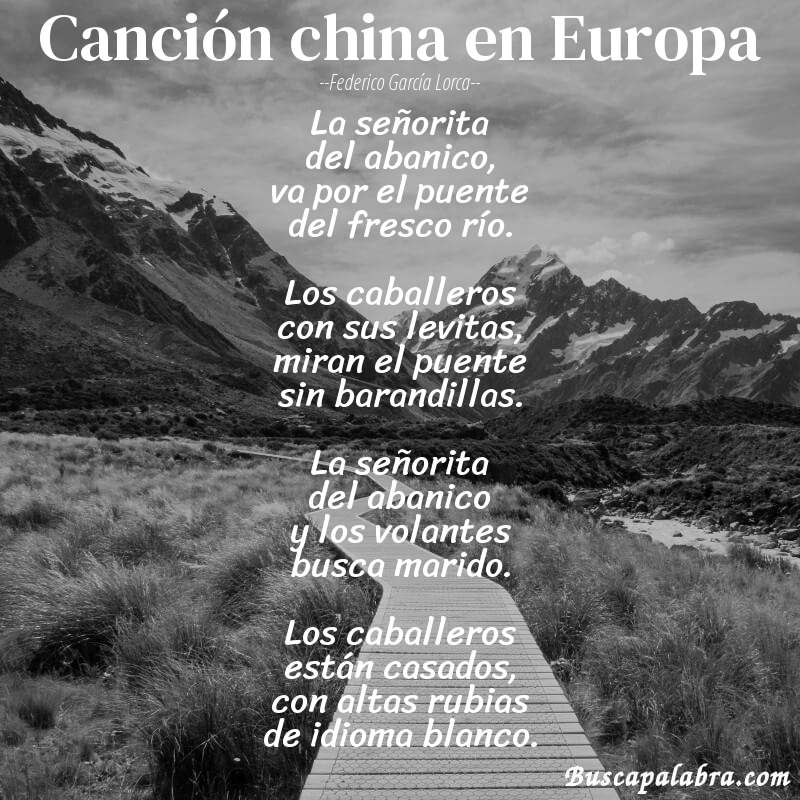 Poema Canción china en Europa de Federico García Lorca con fondo de paisaje