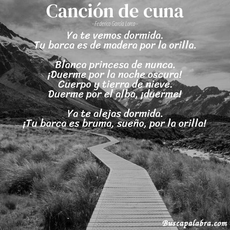 Poema Canción de cuna de Federico García Lorca con fondo de paisaje