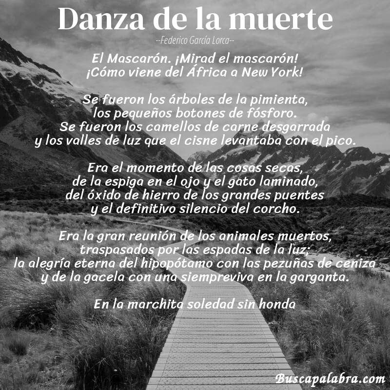 Poema Danza de la muerte de Federico García Lorca con fondo de paisaje