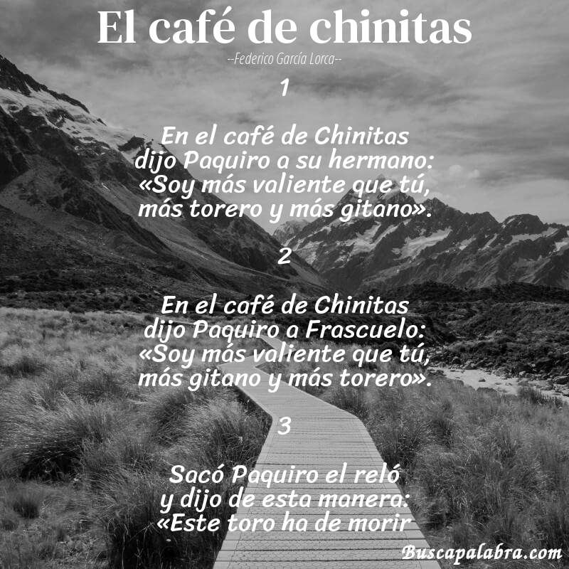 Poema El café de chinitas de Federico García Lorca con fondo de paisaje