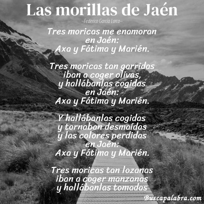 Poema Las morillas de Jaén de Federico García Lorca con fondo de paisaje