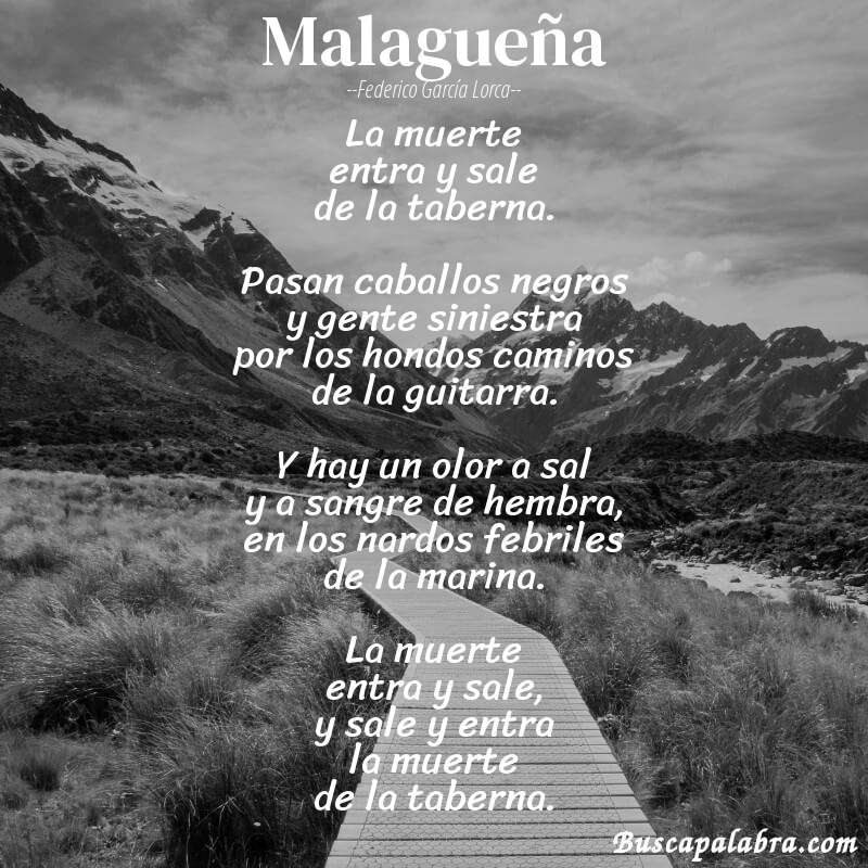 Poema Malagueña de Federico García Lorca con fondo de paisaje