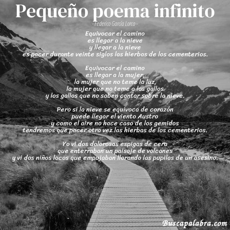 Poema Pequeño poema infinito de Federico García Lorca con fondo de paisaje