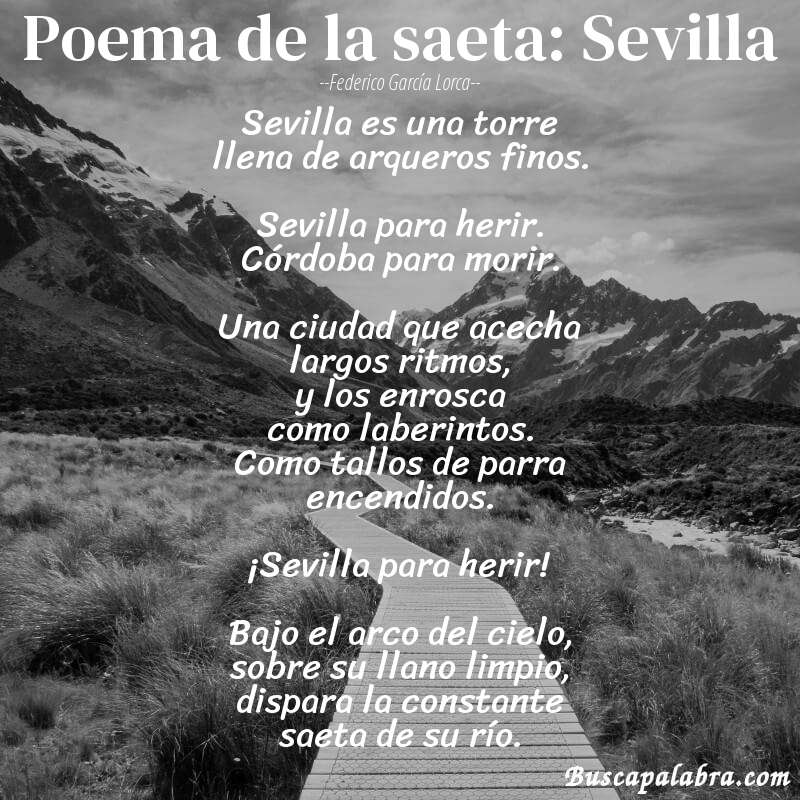 Poema Poema de la saeta: Sevilla de Federico García Lorca con fondo de paisaje