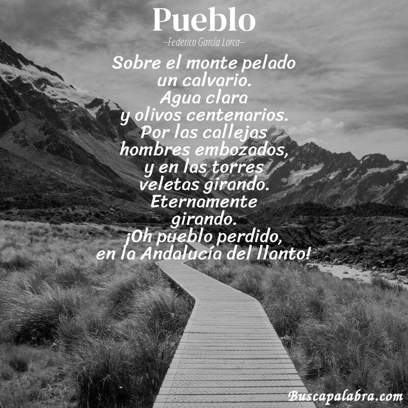 Poema Pueblo de Federico García Lorca con fondo de paisaje