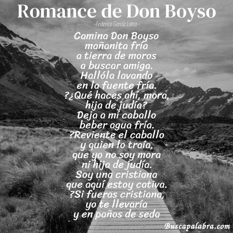 Poema Romance de Don Boyso de Federico García Lorca con fondo de paisaje